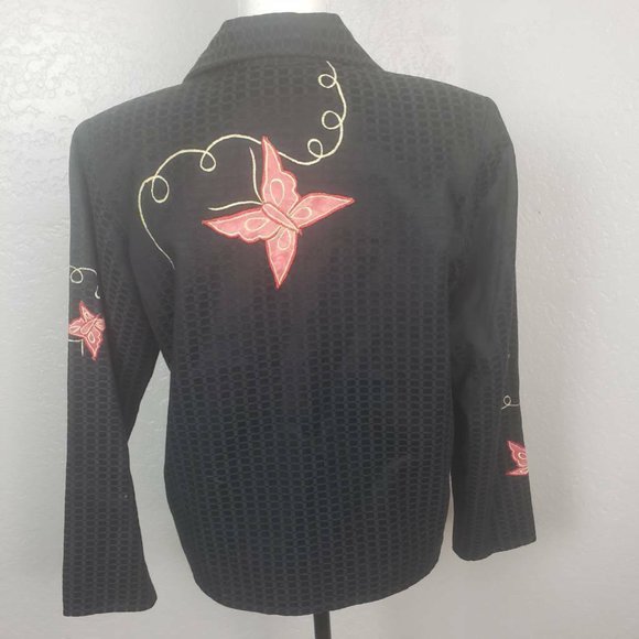 Alex Kim Floral Butterfly Blazer Jacket Small - Picture 7 of 8